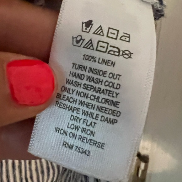 Adrienne Vittadini 100% Linen striped  3/4 Sleeve Tunic (J107) - Picture 6 of 9